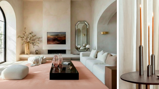 DESSO kamerbreed tapijt terracotta kleurtoegepast in een woonruimte 